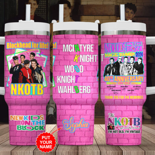 nkotb music custom stanley quencher 40oz stainless steel tumbler with handle akdzw