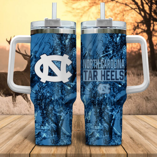 north carolina tar heels ncaa hunting custom stanley quencher 40oz stainless steel tumbler with handle 9ryub