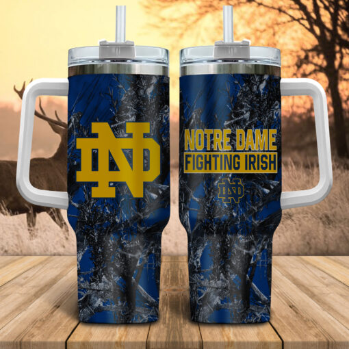 notre dame fighting irish ncaa hunting custom stanley quencher 40oz stainless steel tumbler with handle