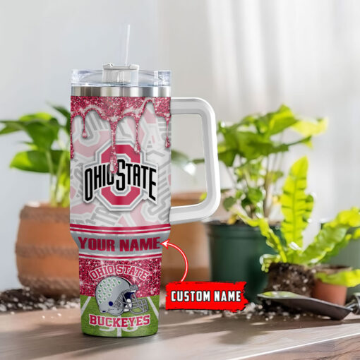 ohio state buckeyes ncaa glitter custom stanley quencher 40oz stainless steel tumbler with handle c2a48