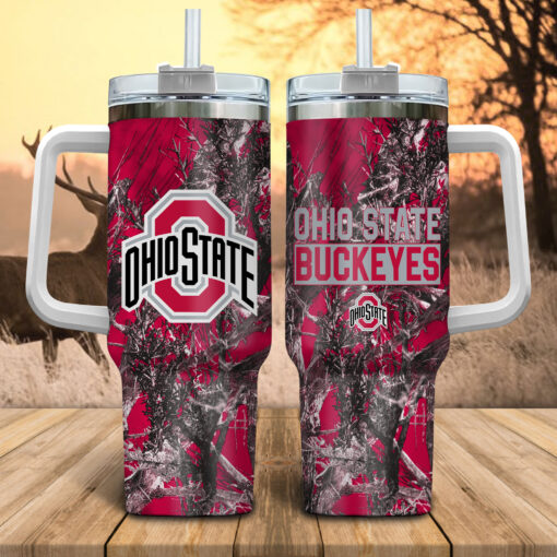 ohio state buckeyes ncaa hunting custom stanley quencher 40oz stainless steel tumbler with handle fjq2a