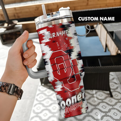 oklahoma sooners ncaa custom stanley quencher 40oz stainless steel tumbler with handle jwp7m