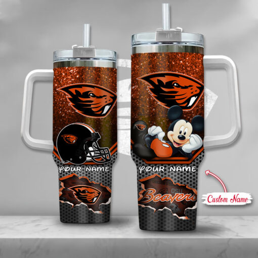 oregon state beavers ncaa mickey mouse custom stanley quencher 40oz stainless steel tumbler with handle gkeob