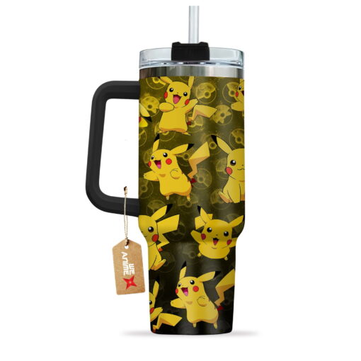 pikachu pokemon anime custom stanley quencher 40oz stainless steel tumbler with handle jf8wj