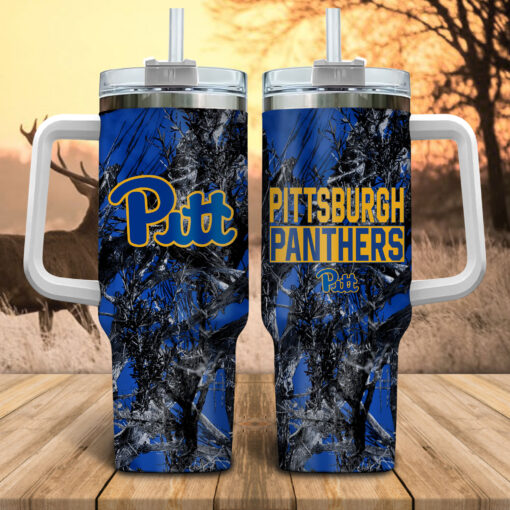 pittsburgh panthers ncaa hunting custom stanley quencher 40oz stainless steel tumbler with handle