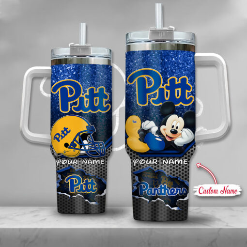 pittsburgh panthers ncaa mickey mouse custom stanley quencher 40oz stainless steel tumbler with handle q1tuj