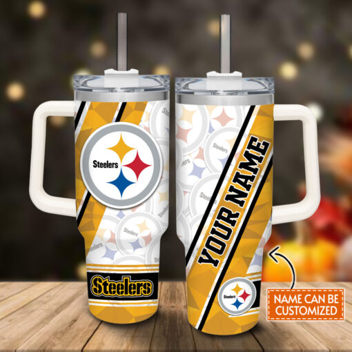 pittsburgh steelers nfl custom stanley quencher 40oz stainless steel tumbler with handle fi6yh