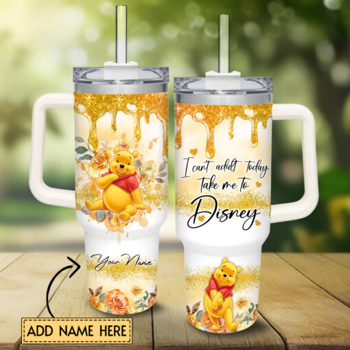 pooh winnie the pooh cartoon custom stanley quencher 40oz stainless steel tumbler with handle ktowu