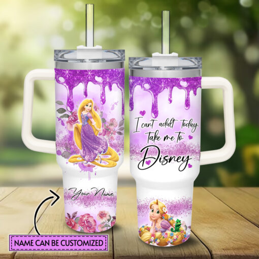 rapunzel disney princess cartoon custom stanley quencher 40oz stainless steel tumbler with handle