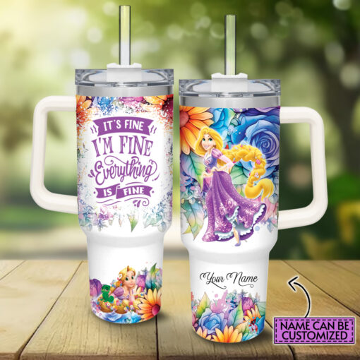 rapunzel disney princess cartoon custom stanley quencher 40oz stainless steel tumbler with handle