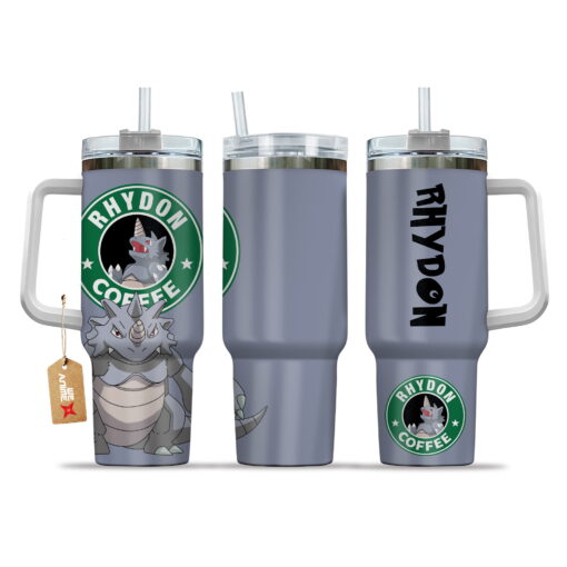 rhydon coffee pokemon anime custom stanley quencher 40oz stainless steel tumbler with handle dcozt