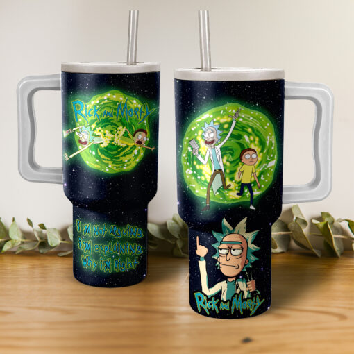 rick and morty tv series custom stanley quencher 40oz stainless steel tumbler with handle fjben