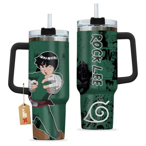 rock lee naruto anime custom stanley quencher 40oz stainless steel tumbler with handle nklmd