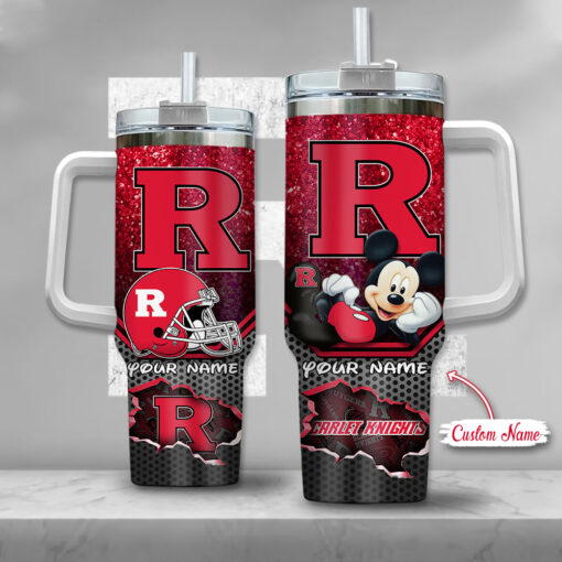 rutgers scarlet knights ncaa mickey mouse custom stanley quencher 40oz stainless steel tumbler with handle aw0wt