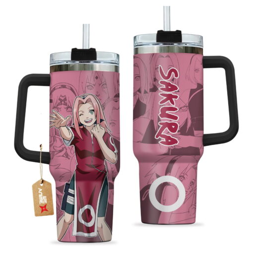 sakura haruno naruto anime custom stanley quencher 40oz stainless steel tumbler with handle mlolb