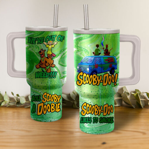 scooby doo cartoon custom stanley quencher 40oz stainless steel tumbler with handle