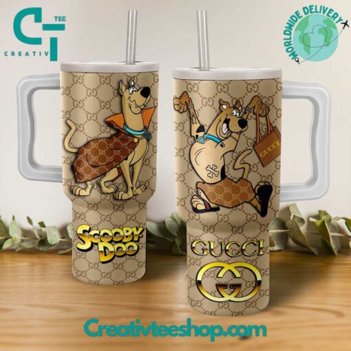 scooby doo x gucci collab cartoon custom stanley quencher 40oz stainless steel tumbler with handle a7ruv