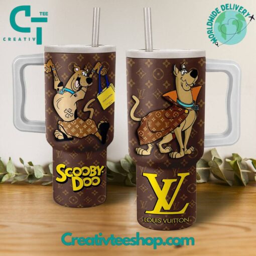 scooby doo x louis vuitton collab cartoon custom stanley quencher 40oz stainless steel tumbler with handle cqzag