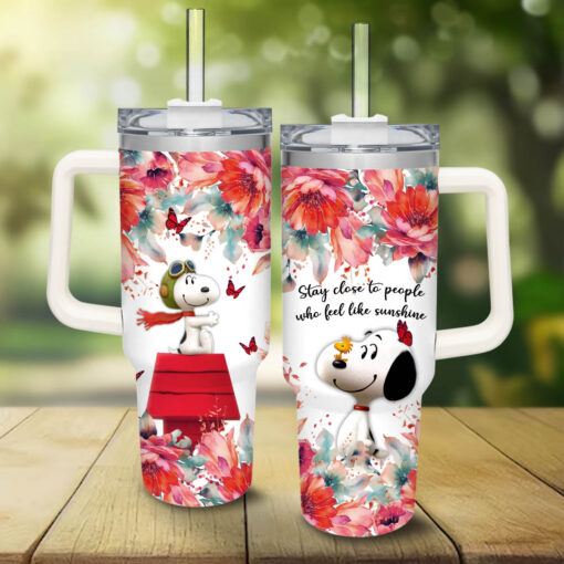 snoopy peanuts cartoon custom stanley quencher 40oz stainless steel tumbler with handle 0988s