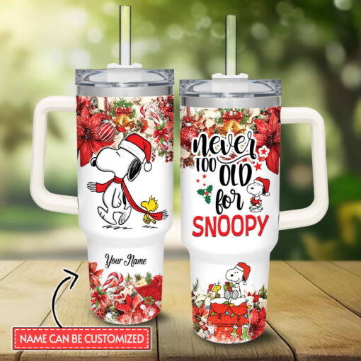 snoopy peanuts cartoon custom stanley quencher 40oz stainless steel tumbler with handle 2uvvy