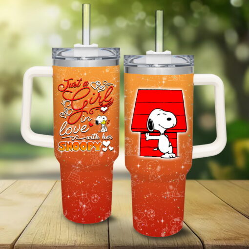 snoopy peanuts cartoon custom stanley quencher 40oz stainless steel tumbler with handle dy7oz