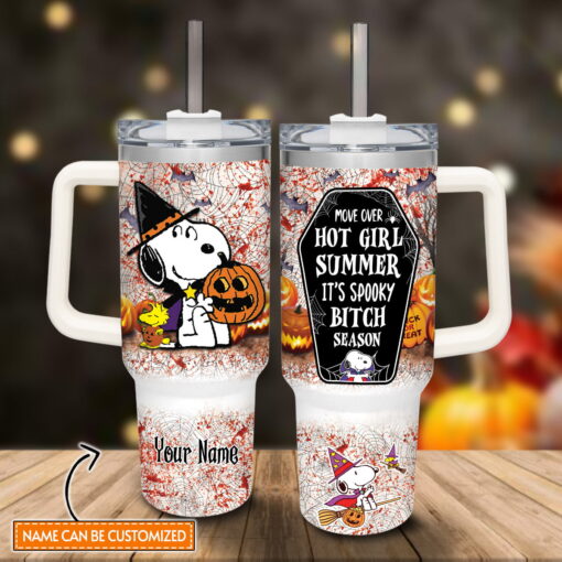 snoopy peanuts cartoon custom stanley quencher 40oz stainless steel tumbler with handle usnss