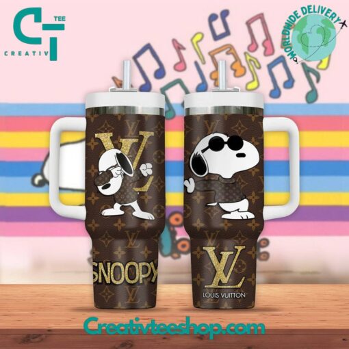 snoopy x louis vuitton cartoon custom stanley quencher 40oz stainless steel tumbler with handle r11fb