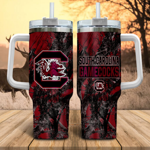 south carolina gamecocks ncaa hunting custom stanley quencher 40oz stainless steel tumbler with handle 9fl25