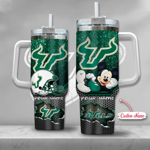 south florida bulls ncaa mickey mouse custom stanley quencher 40oz stainless steel tumbler with handle zhh3o