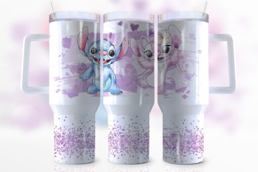 stitch couple disney cartoon custom stanley quencher 40oz stainless steel tumbler with handle lhopy