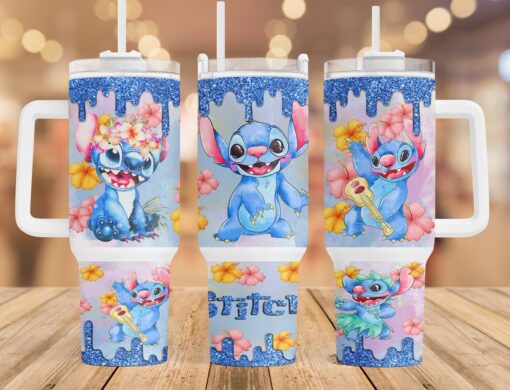 stitch disney cartoon custom stanley quencher 40oz stainless steel tumbler with handle 4rtk7