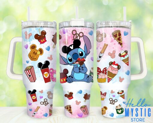 stitch disney cartoon custom stanley quencher 40oz stainless steel tumbler with handle 6ec4q