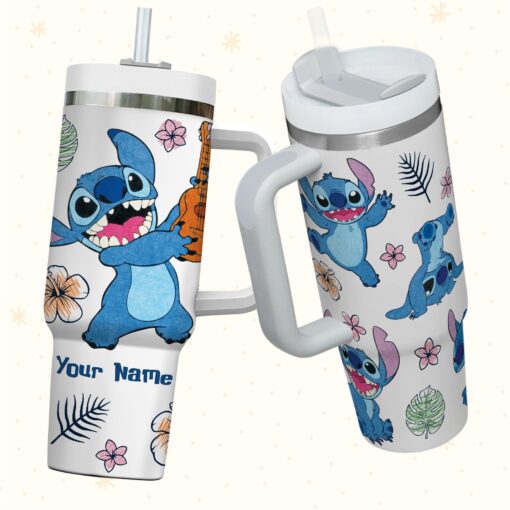 stitch disney cartoon custom stanley quencher 40oz stainless steel tumbler with handle 70vgk