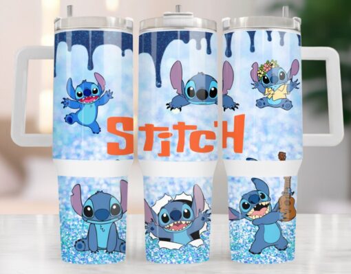 stitch disney cartoon custom stanley quencher 40oz stainless steel tumbler with handle hsz9u