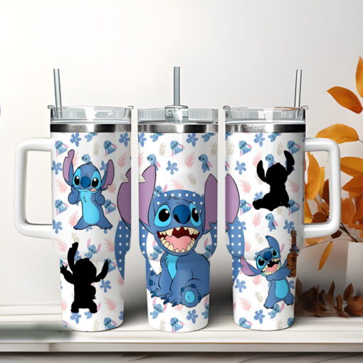 stitch disney cartoon custom stanley quencher 40oz stainless steel tumbler with handle ia075