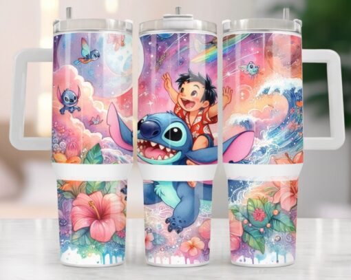 stitch disney cartoon custom stanley quencher 40oz stainless steel tumbler with handle lvfpa