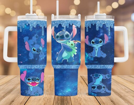 stitch disney cartoon custom stanley quencher 40oz stainless steel tumbler with handle me95t