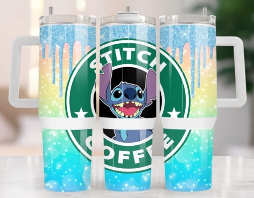 stitch disney cartoon custom stanley quencher 40oz stainless steel tumbler with handle ndfbd