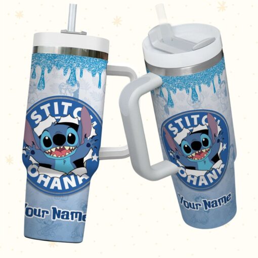 stitch disney cartoon custom stanley quencher 40oz stainless steel tumbler with handle