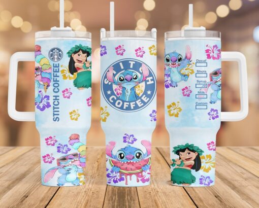 stitch disney cartoon custom stanley quencher 40oz stainless steel tumbler with handle oggu5