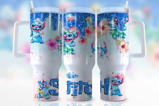 stitch disney cartoon custom stanley quencher 40oz stainless steel tumbler with handle qtflz