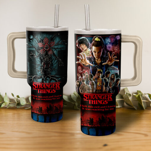 stranger things tv series custom stanley quencher 40oz stainless steel tumbler with handle