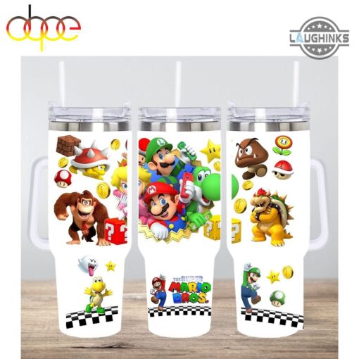 super mario bros games custom stanley quencher 40oz stainless steel tumbler with handle ramtk