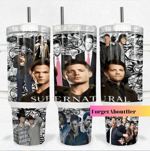 supernatural tv series custom stanley quencher 40oz stainless steel tumbler with handle lpzhk