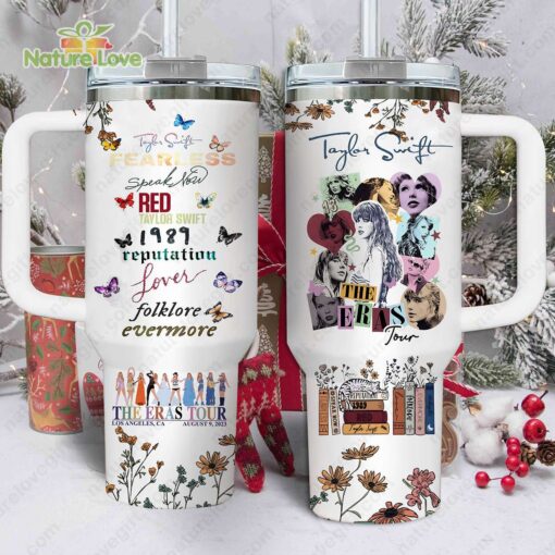 taylor swift album swiftie collection music custom stanley quencher 40oz stainless steel tumbler with handle j3v9n