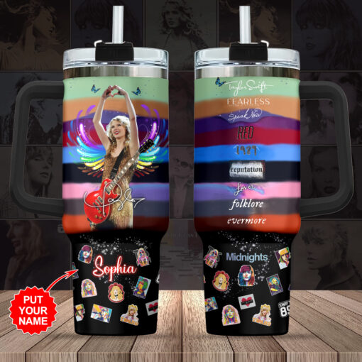 taylor swift music custom stanley quencher 40oz stainless steel tumbler with handle