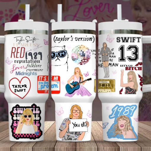 taylor swift music custom stanley quencher 40oz stainless steel tumbler with handle p4is4