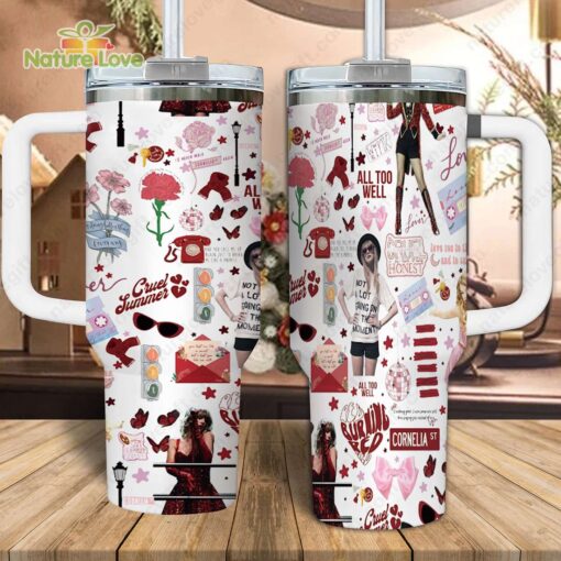 taylor swift red album swiftie collection music custom stanley quencher 40oz stainless steel tumbler with handle 2wvwu