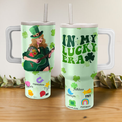 taylor swift st patricks day music custom stanley quencher 40oz stainless steel tumbler with handle rd4c4