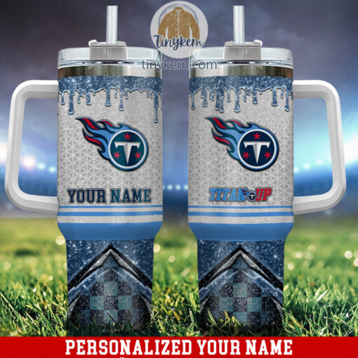 tennessee titans glitter nfl custom stanley quencher 40oz stainless steel tumbler with handle iwmee